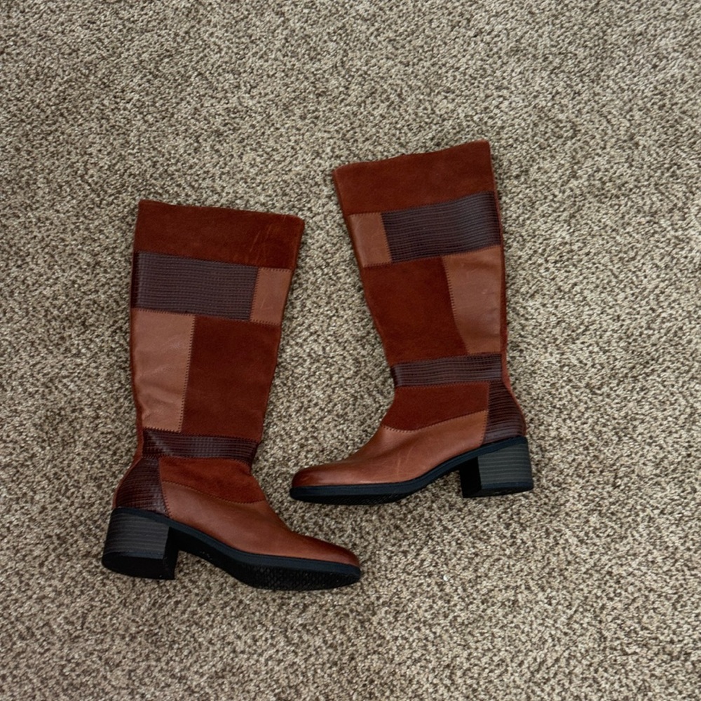 Clark’s Brown Patchwork Boots 7.5 - image 1